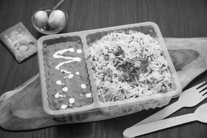 Jeera Rice + Dalmakhani + Pickles + Onions (serves 1)