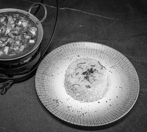 Vegetable salona with turkish pilaf rice