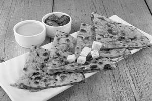 Paneer Paratha With Curd & Pickle