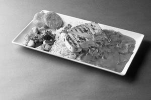 Grilled Paneer Steak With Mushroom Sauce