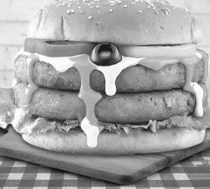 Crispy Veg Double Patty Burger With Chicken Double Patty Burger