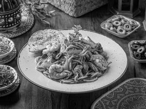 Prawns Spaghetti Pasta In Arrabiata Sauce