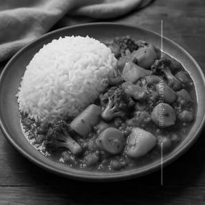 Steamed Rice or White Rice and Gravy Sobji                                 