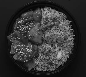 Bowl of Veg Fried Rice with Veg Manchurian