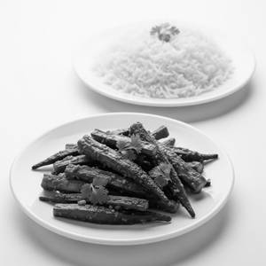 Bhindi Fry+ Plain Rice                           