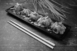 Butter garlic pan fried momo's veg