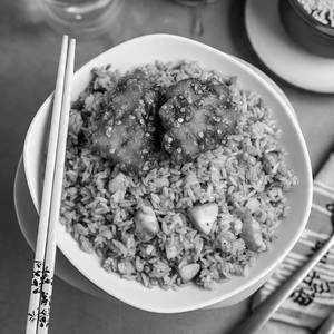 Pork chilli 1pc and fried rice                           