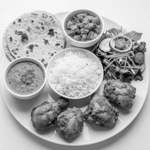2 Chapathi +Rice+Dal+Veg Curry +Chicken 3 Pc+Salad