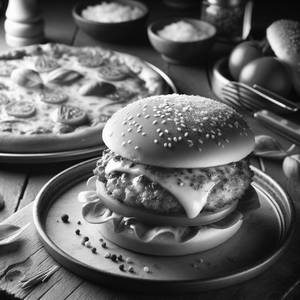 Chicken Chesse Burger with 7'' Margherita Pizza                           