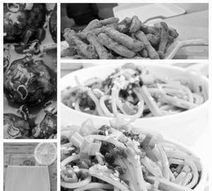 Veg noodles + chicken manchurian + french fries + lime juice