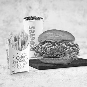 Chicken Sandwich Burger Meal with Med Fries