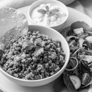 Masala Khichdi + Raita + Papad + Salad                           