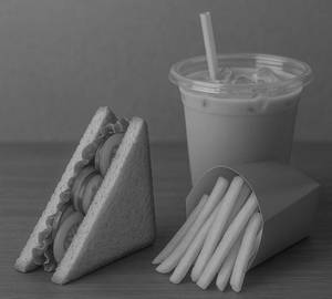 Green Sandwich, Cold Coffee, French Fry