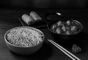 Veg Fried Rice + Chilli Paneer Gravy & Spring Roll Platter