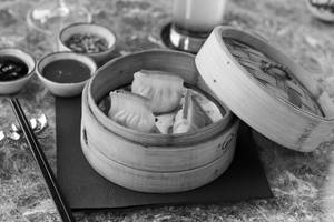 Truffle, Water Chestnut And Sweet Pea Dumpling