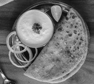 Paneer Paratha with Curd