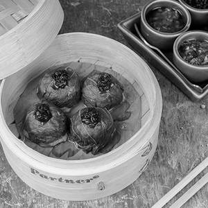 Pok Choi Wrapped Chicken (dimsum)