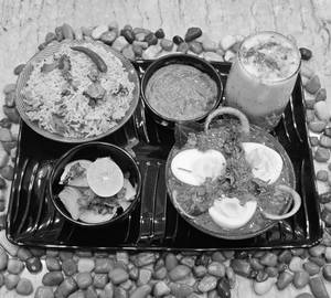 Egg Masala with jeera rice and buttermilk