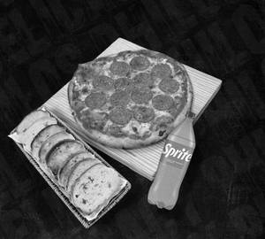 Pepperoni + Sprite + Garlic Bread