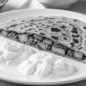 Schezwan Aloo Paratha With Dahi                                          
