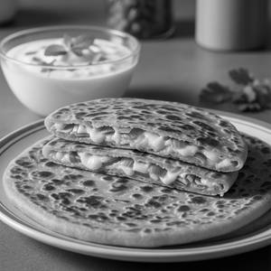 Cheese Onion Paratha with Dahi                                          