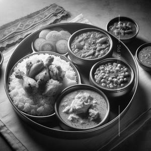 Chicken Thali+ Pumpkin Fry