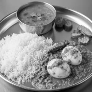 Egg Thali  Rice, Dal, Egg Curry 2Pcs, Pickle