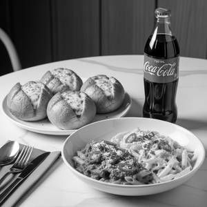 Stuffed Garlic Bread (4 Pcs) + Hungry Zone Pasta + Coke [750ml]