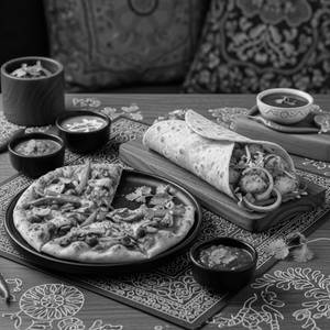 Achari Pizza (Medium) + Aloo Wrap