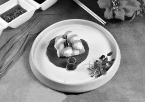 Crab Wrapped Prawns With Spicy Black Pepper Sauce
