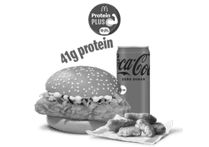 McSpicy Chicken Burger Protein Plus + 4 Pc Chicken Nuggets + Coke Zero