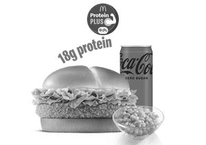 Crispy Veggie Burger Protein Plus + Corn + Coke Zero