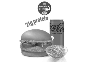 McAloo Tikki Burger Protein Plus+ Corn + Coke Zero