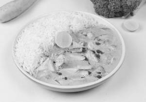 Thai Green Curry Served With Rice