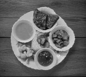 Rice + Alu Chokha/Vaji + Dal + 2 Vegetables + Chutney + Papad