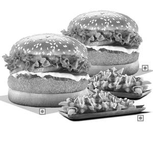 2 Extra Crunchy Veg Whopper Deluxe(Reg. Size Bun) +2Korean Spicy Fries.