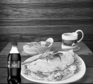 Mix veg omelette + thums up