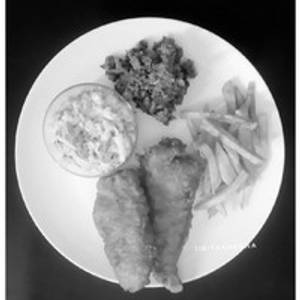Fish and chips basa or vetki (2 pieces with french fry)