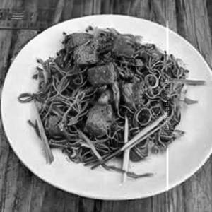 Pan Fried Noodles Smoked Pork