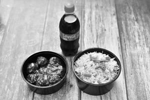 Veg Fried Rice [Half] With Veg Manchurian Dry [Half] And Thums Up Soft Beverage [250 Ml]