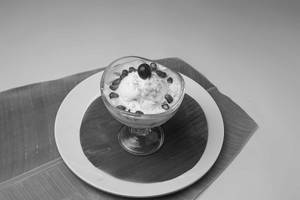 Fruit Custard With Vanilla Ice Cream