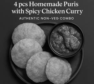 Authentic Kodi Koora Poori Combo – Crispy Pooris & Spicy Chicken Curry
