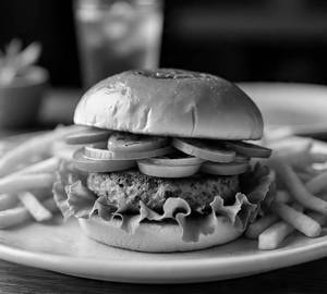 Veg Burger with French Fries
