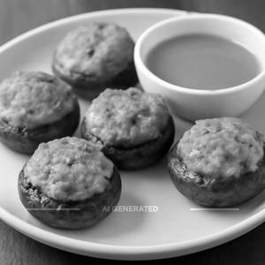 Stuffed Mushrooms Served with Tangy Orange Sauce