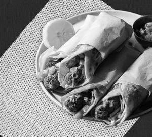 Double chicken seekh kebab roll