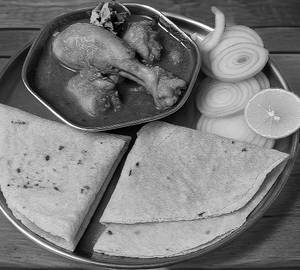 Healthy Jowar Roti and Spicy Mutton Curry, Andhra Telangana Traditional Meal