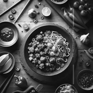 Veg Chow With Veg Manchurian (4pc) Gravy