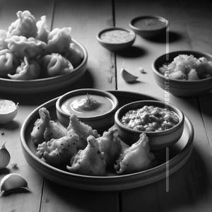Chicken Fried Momos (8Pcs)[Served With Garlic Chutney]
