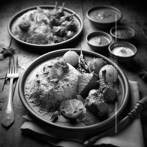 Basanti Pulao + chicken kosha Kosh with Aloo (1pc)