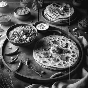 2 Laccha Paratha Or Plain Paratha With Paneer Burji (Free Mineral Water)